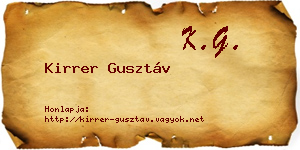 Kirrer Gusztáv névjegykártya